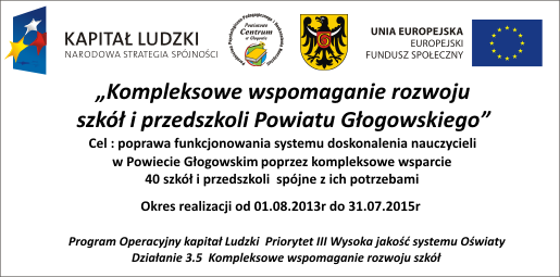 Kompleksowe wspomaganie rozwoju szkół i przedszkoli Powiatu Głogowskiego